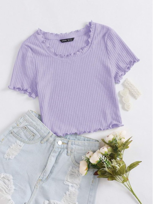 Lettuce Edge Rib-knit Tee