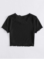 Lettuce Trim Rib-Knit Tee