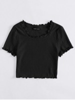 Lettuce Trim Rib-Knit Tee