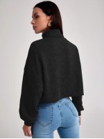 Rolled Neck Rib-knit Tee