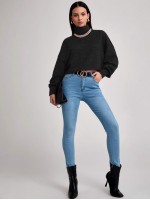 Rolled Neck Rib-knit Tee