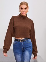 Rolled Neck Rib-knit Tee