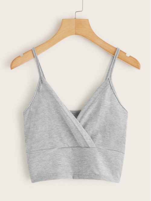 Surplice Front Crop Cami Top