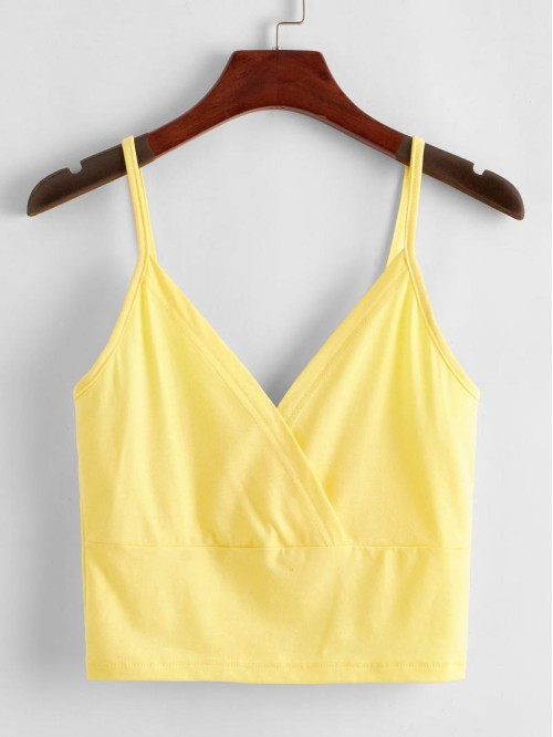 Solid Surplice Front Cami Top