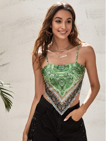 Bandana Print Tie-Back Cami Top