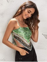 Bandana Print Tie-Back Cami Top