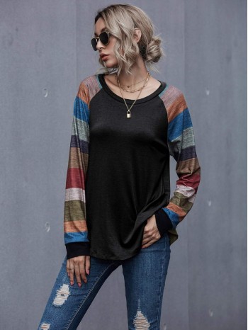 Colour-block Raglan Sleeve Tee