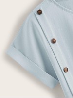 Button-Front Rolled Cuff Top