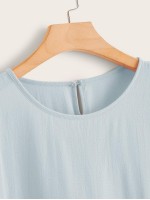 Button-Front Rolled Cuff Top