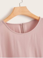 Button-Front Rolled Cuff Top