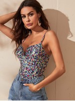 V-bra Neck Ditsy Floral Cami Top