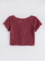 Lettuce Edge Button Front Waffle Knit Top