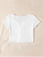 Lettuce Edge Button Front Waffle Knit Tee