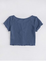 Lettuce Edge Button Front Waffle Knit Top