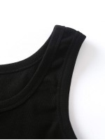 Button Detail Scoop Neck Tank Top