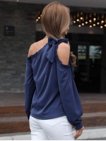 Asymmetrical Neck Tie Shoulder Top