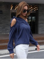 Asymmetrical Neck Tie Shoulder Top