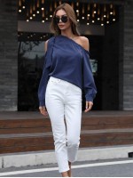 Asymmetrical Neck Tie Shoulder Top