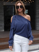 Asymmetrical Neck Tie Shoulder Top