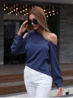 Asymmetrical Neck Tie Shoulder Top