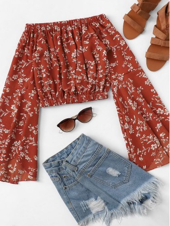 Floral Off-the-Shoulder Crop Top