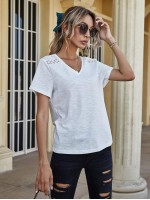 Lace Panel V-neck Tee