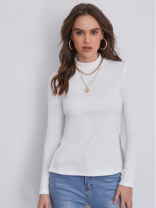 Mock-Neck Split Side Top