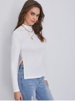 Mock-Neck Split Side Top