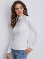 Mock-Neck Split Side Top