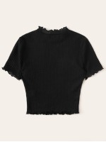 Ribbed Lettuce-Edge Crop Top