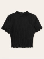 Ribbed Lettuce-Edge Crop Top