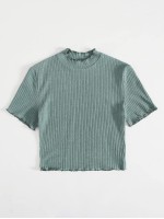 Lettuce Trim Rib-knit Top