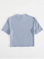 Lettuce Edge Rib-knit Solid Tee