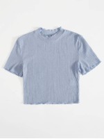 Lettuce Edge Rib-knit Solid Tee