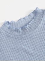 Lettuce Edge Rib-knit Solid Tee