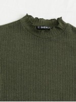 Lettuce Trim Rib-knit Crop Tee