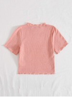 Lettuce Trim Rib-knit Crop Tee