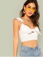 Knotted Self-Tie Ruffled Crop Top