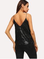 Sequin Detail Spaghetti Strap Cami Top