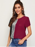 Cut-and-Sew Sequin Panel Top