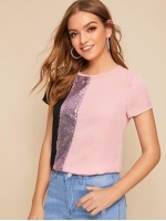 Cut-and-Sew Sequin Panel Top