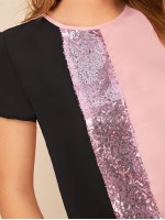 Cut-and-Sew Sequin Panel Top