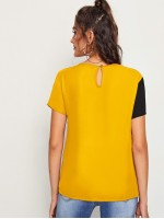 Contrast Sequin Panel Colorblock Top