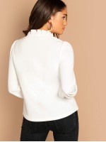 Tied Frill Neck Solid Top