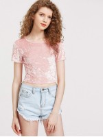 Velveteen Cropped Short Sleeve Tee