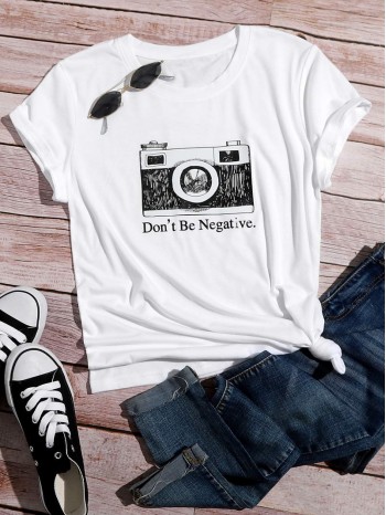 Camera And Slogan Graphic Tee