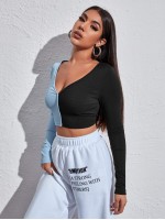 Two Tone Crop Slim Tee