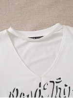 Car And Slogan Graphic Choker Neck Tee