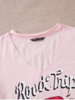 Car And Slogan Graphic Choker Neck Tee