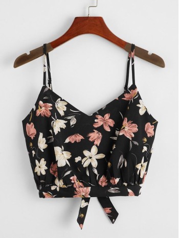 Floral Print Tie Back Cami Top